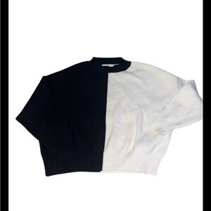 Mango Black Crewneck Ribbed Knit Top